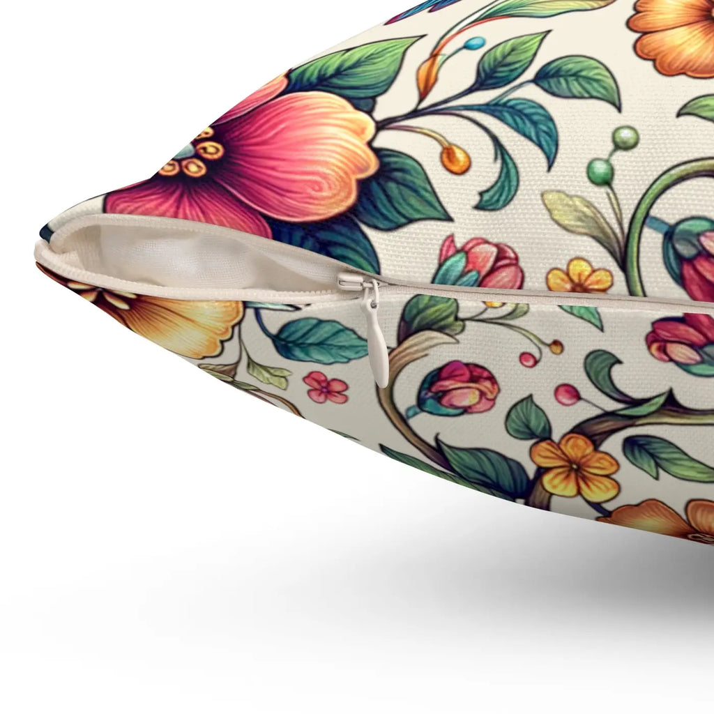 Birds and Flowers Throw Pillow - Spun Polyester Square - DipaliZ