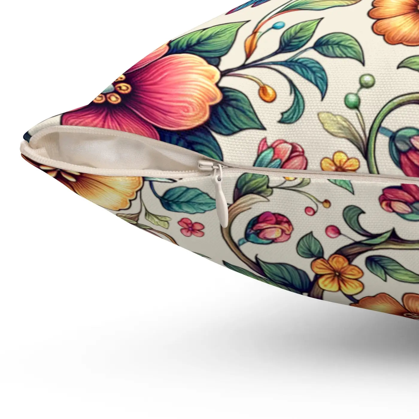 Birds and Flowers Throw Pillow - Spun Polyester Square - DipaliZ