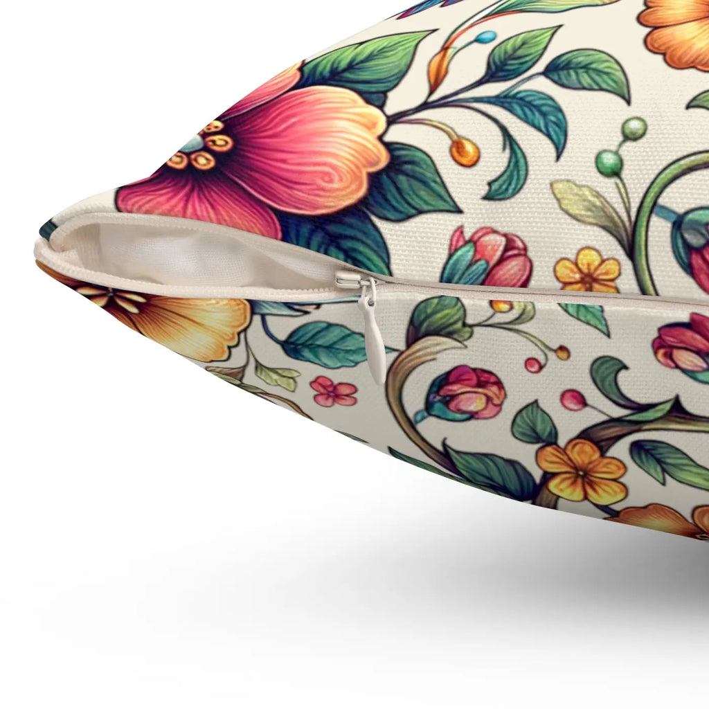 Birds and Flowers Throw Pillow - Spun Polyester Square - DipaliZ