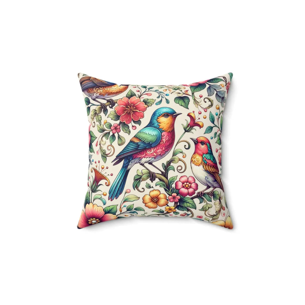 Birds and Flowers Throw Pillow - Spun Polyester Square - DipaliZ