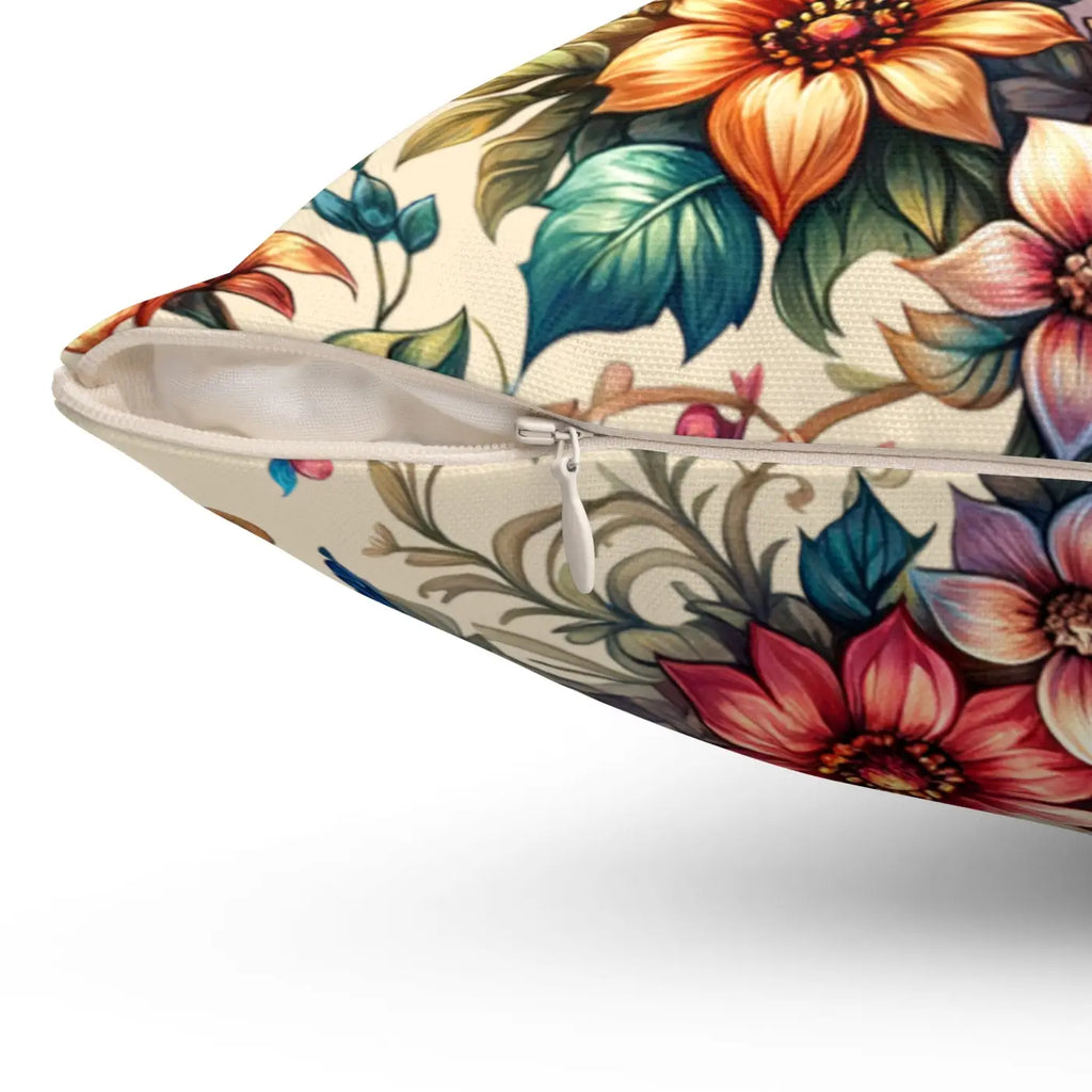 Floral Feather Spun Polyester Square Pillow - Home Decor - DipaliZ
