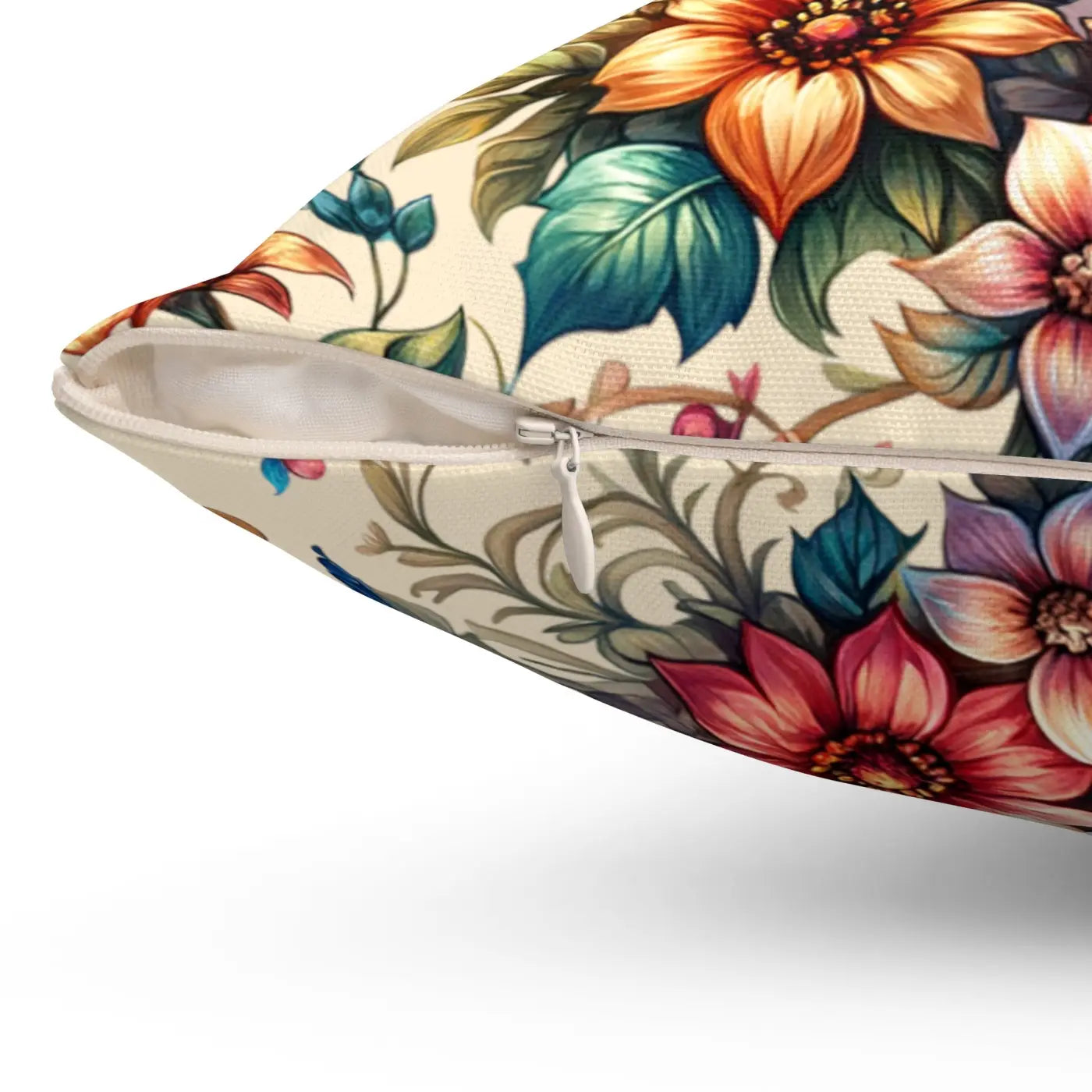 Floral Feather Spun Polyester Square Pillow - Home Decor - DipaliZ