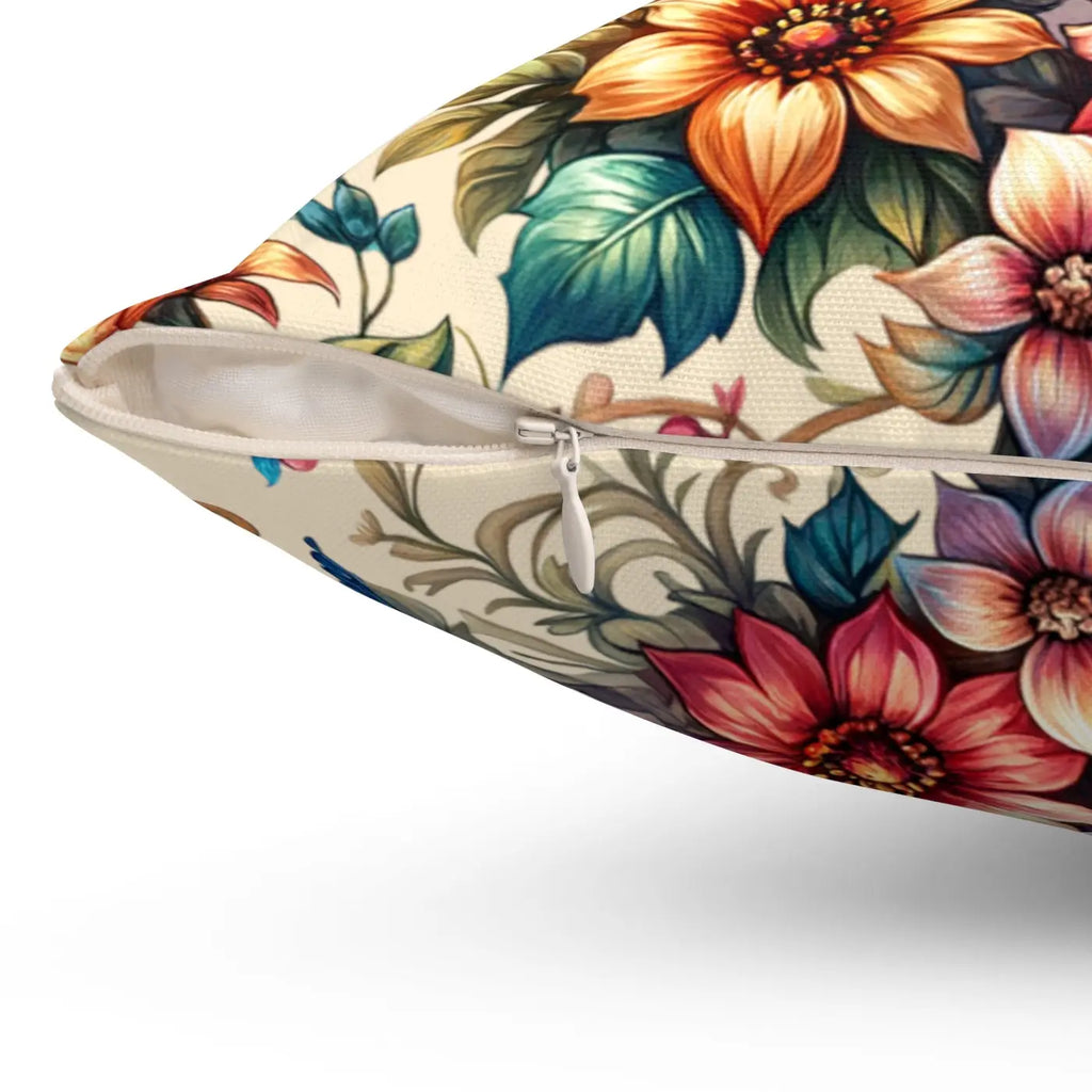 Floral Feather Spun Polyester Square Pillow - Home Decor - DipaliZ