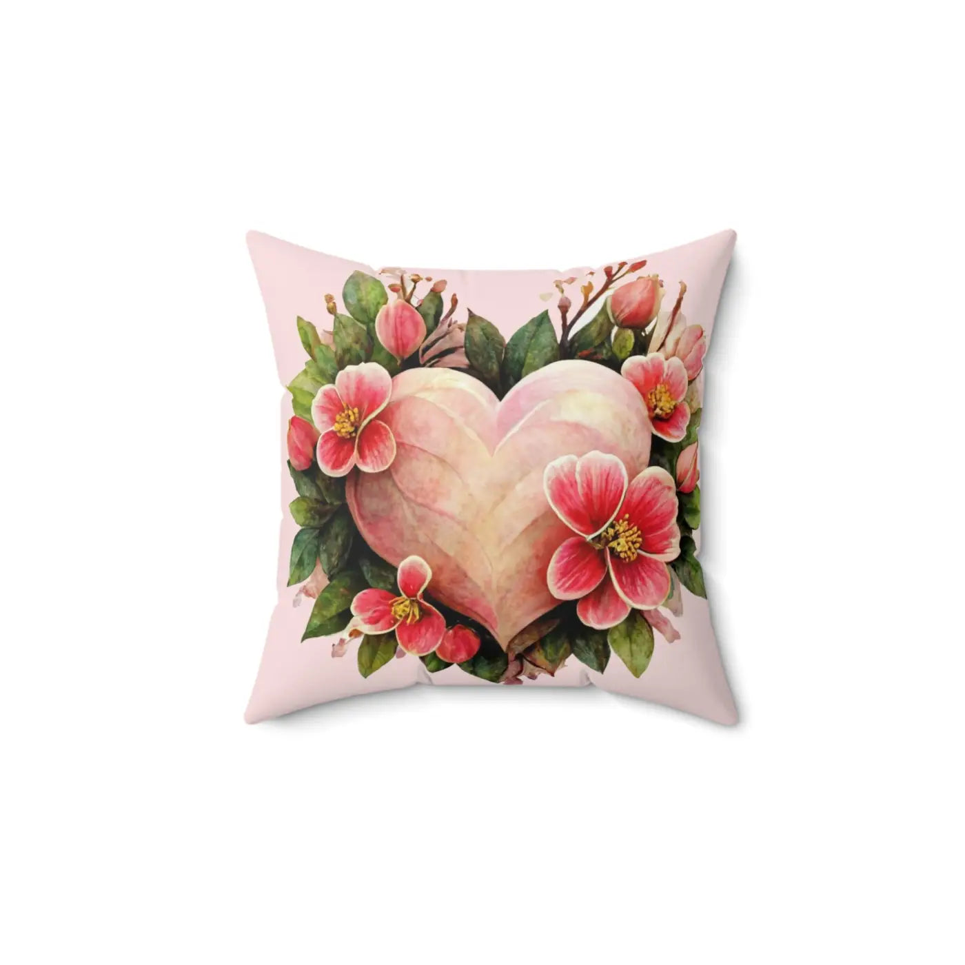 Blossoming Heart Spun Polyester Square Pillow - DipaliZ