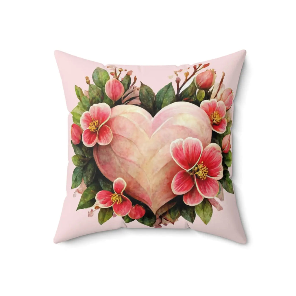Blossoming Heart Spun Polyester Square Pillow - DipaliZ