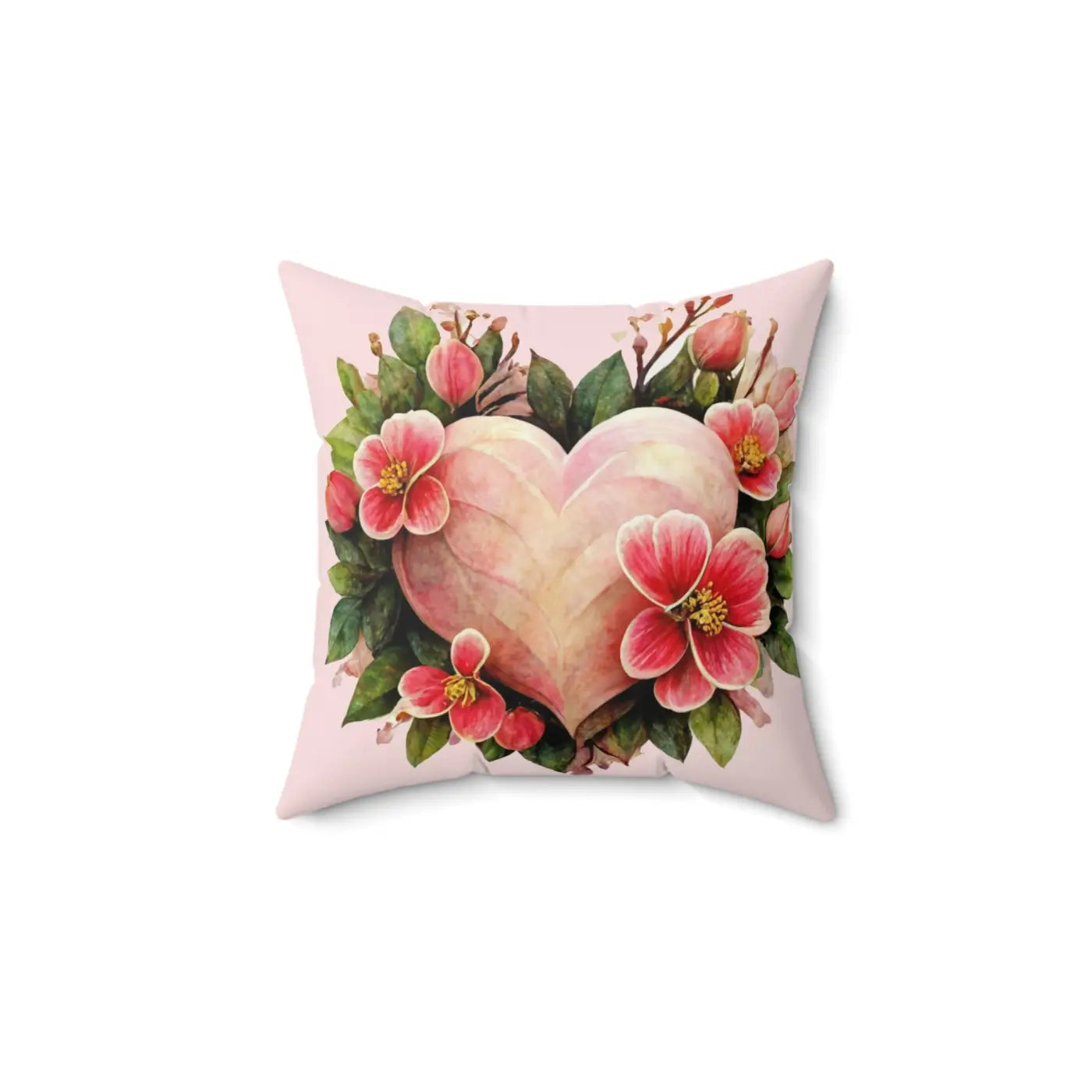 Blossoming Heart Spun Polyester Square Pillow - DipaliZ