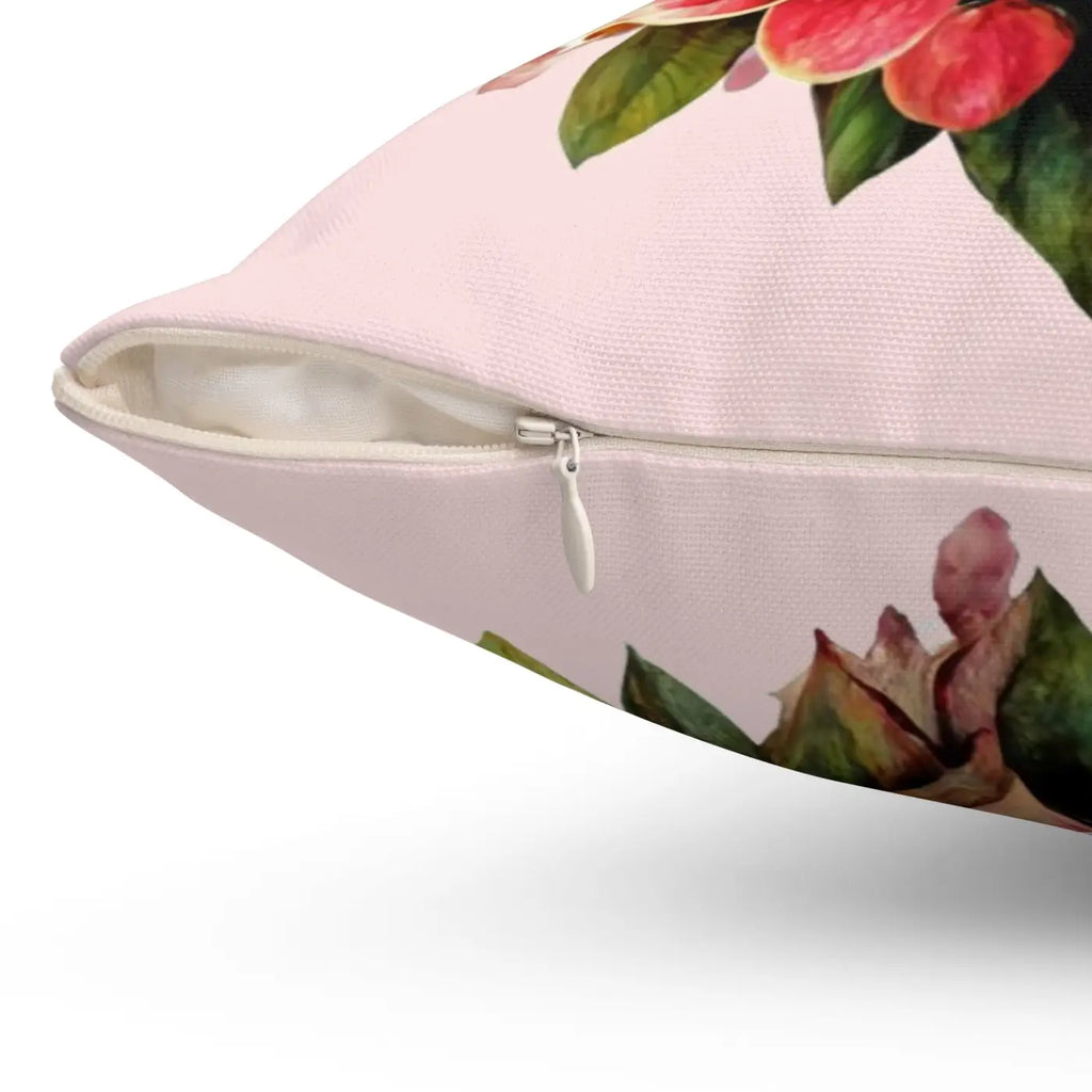 Blossoming Heart Spun Polyester Square Pillow - DipaliZ