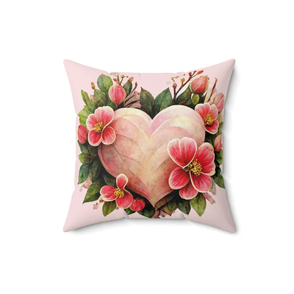 Blossoming Heart Spun Polyester Square Pillow - DipaliZ