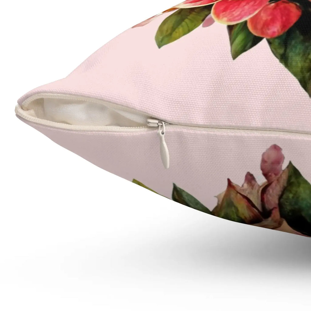Blossoming Heart Spun Polyester Square Pillow - DipaliZ