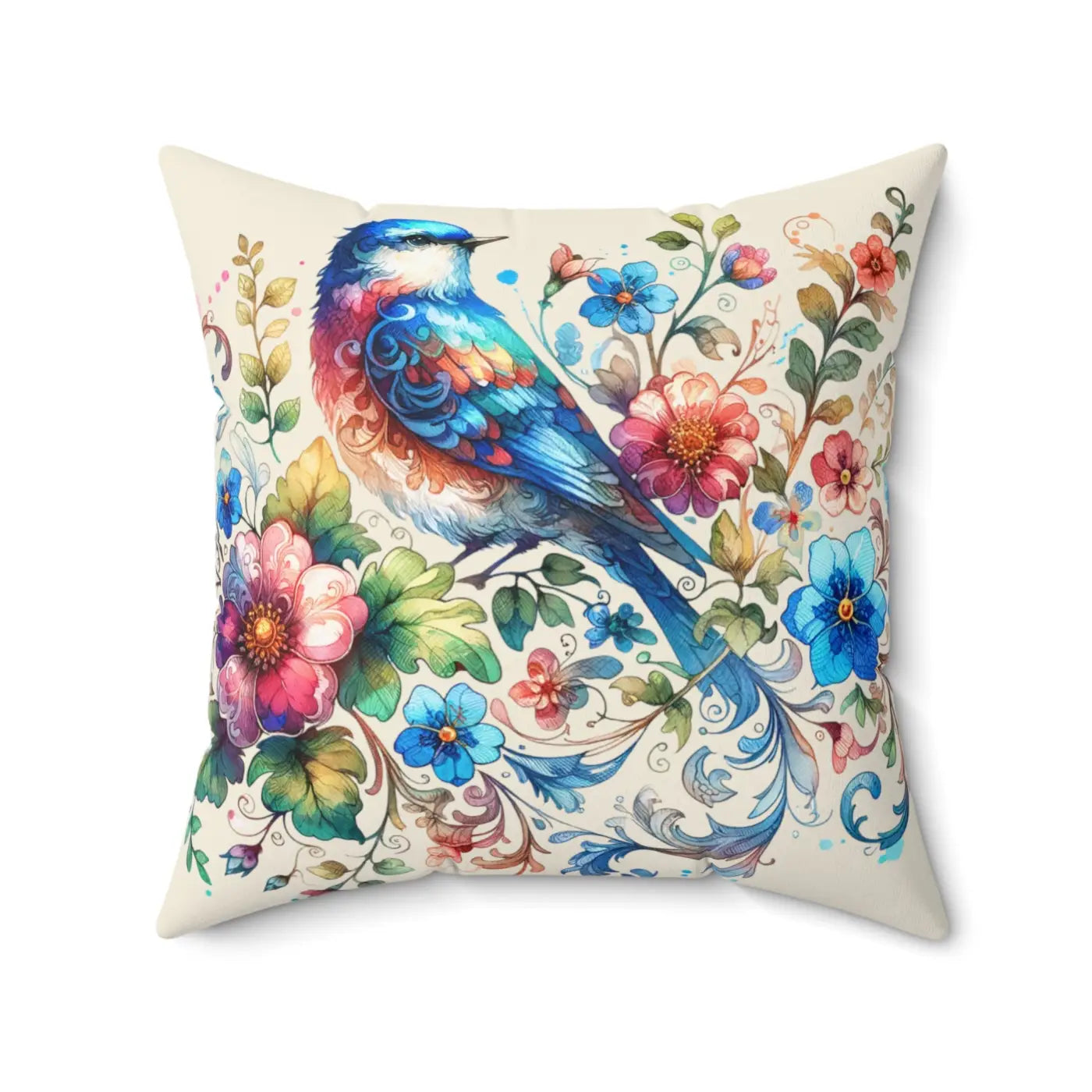 Colorful Birds Throw Pillow - Spun Polyester Square - DipaliZ