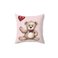 Spun Polyester Square Pillow - Teddy Bear Heart Balloon - DipaliZ