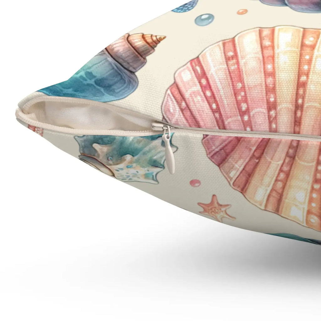 Fishes Square Pillow - Spun Polyester Marine Decor - DipaliZ