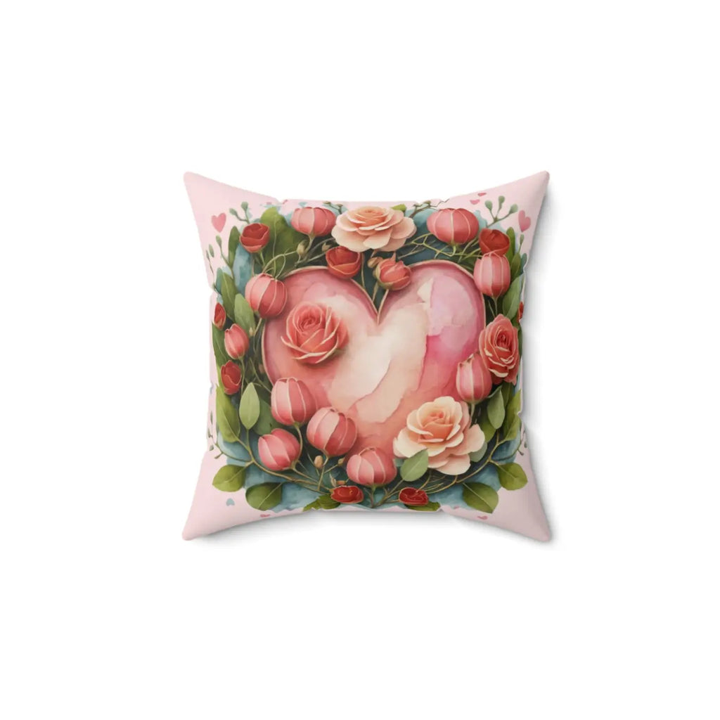 Floral Heart Square Pillow - Cozy Home Decor - DipaliZ