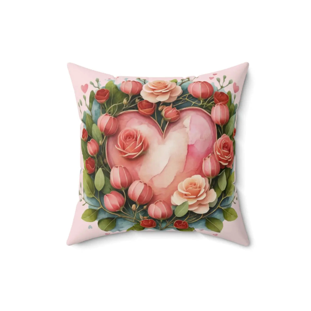 Floral Heart Square Pillow - Cozy Home Decor - DipaliZ