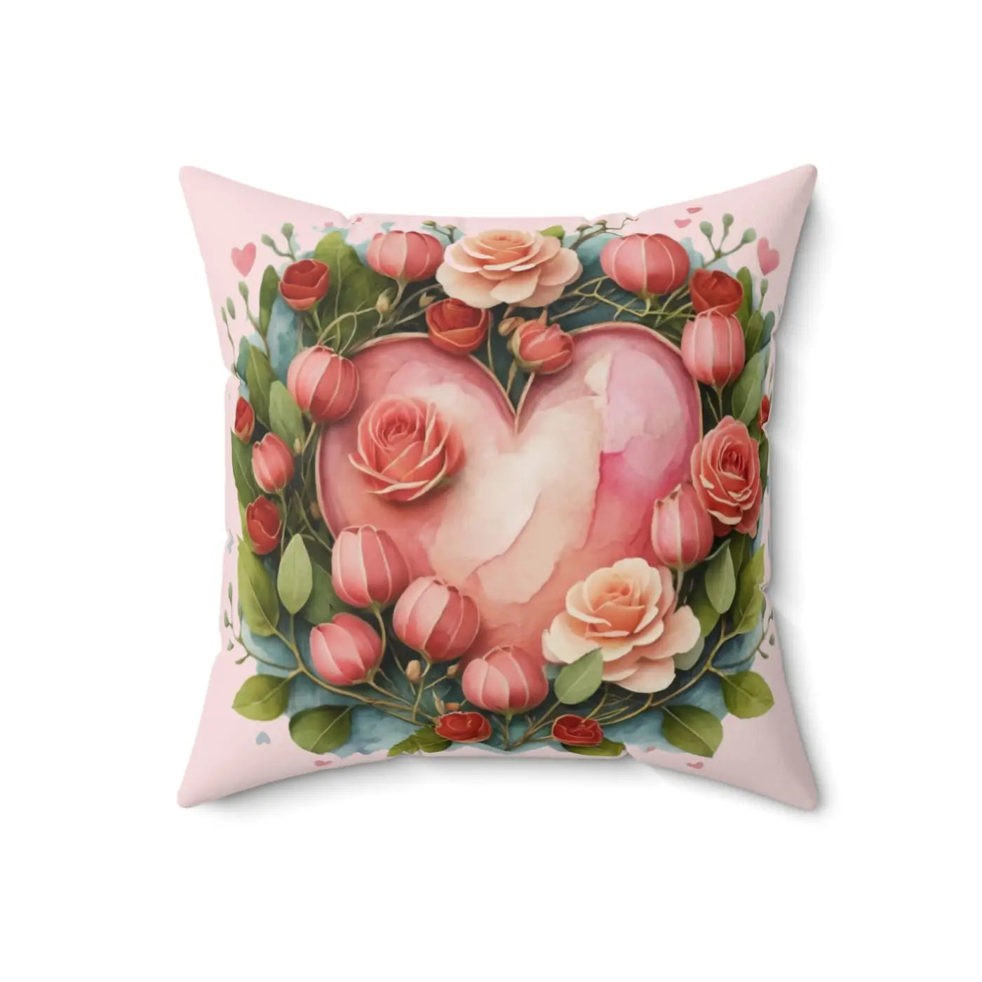 Floral Heart Square Pillow - Cozy Home Decor - DipaliZ