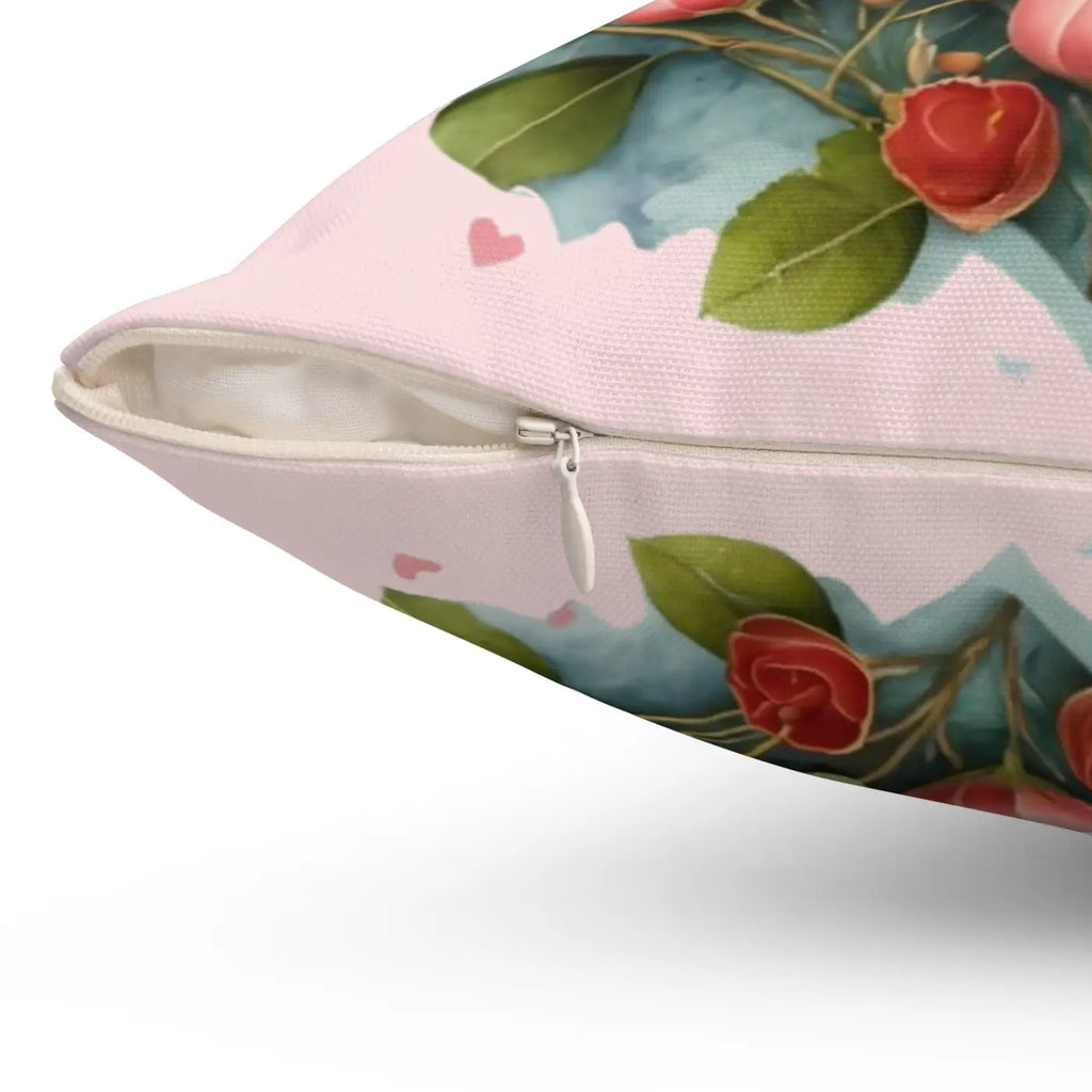 Floral Heart Square Pillow - Cozy Home Decor - DipaliZ