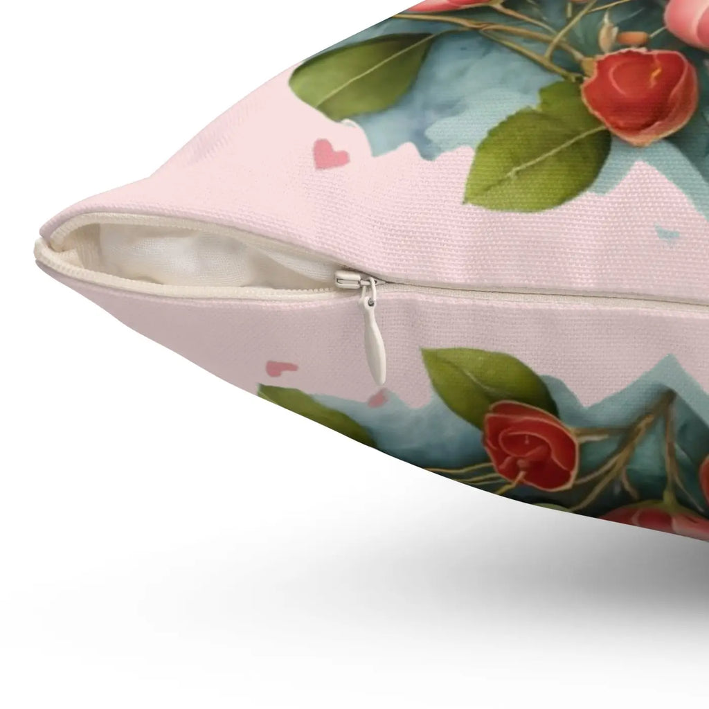 Floral Heart Square Pillow - Cozy Home Decor - DipaliZ