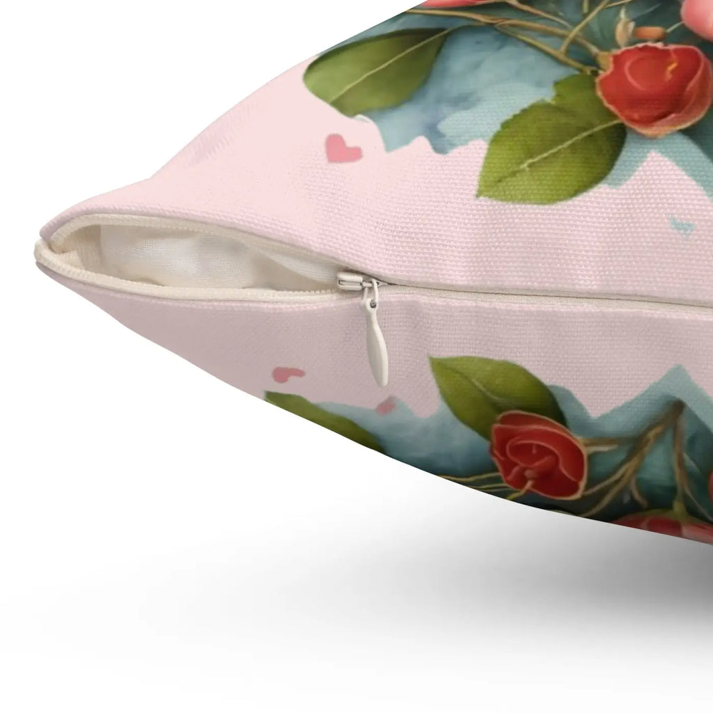 Floral Heart Square Pillow - Cozy Home Decor - DipaliZ