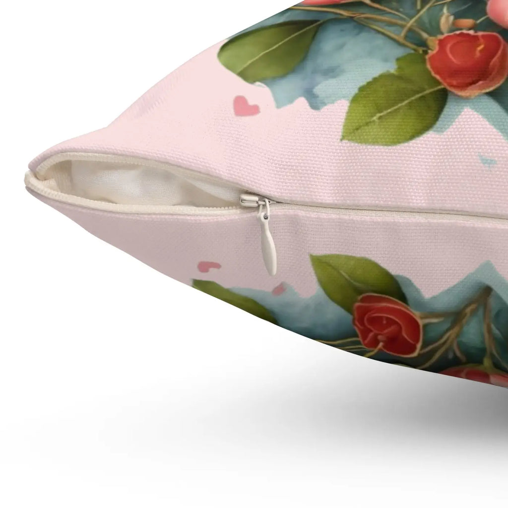 Floral Heart Square Pillow - Cozy Home Decor - DipaliZ