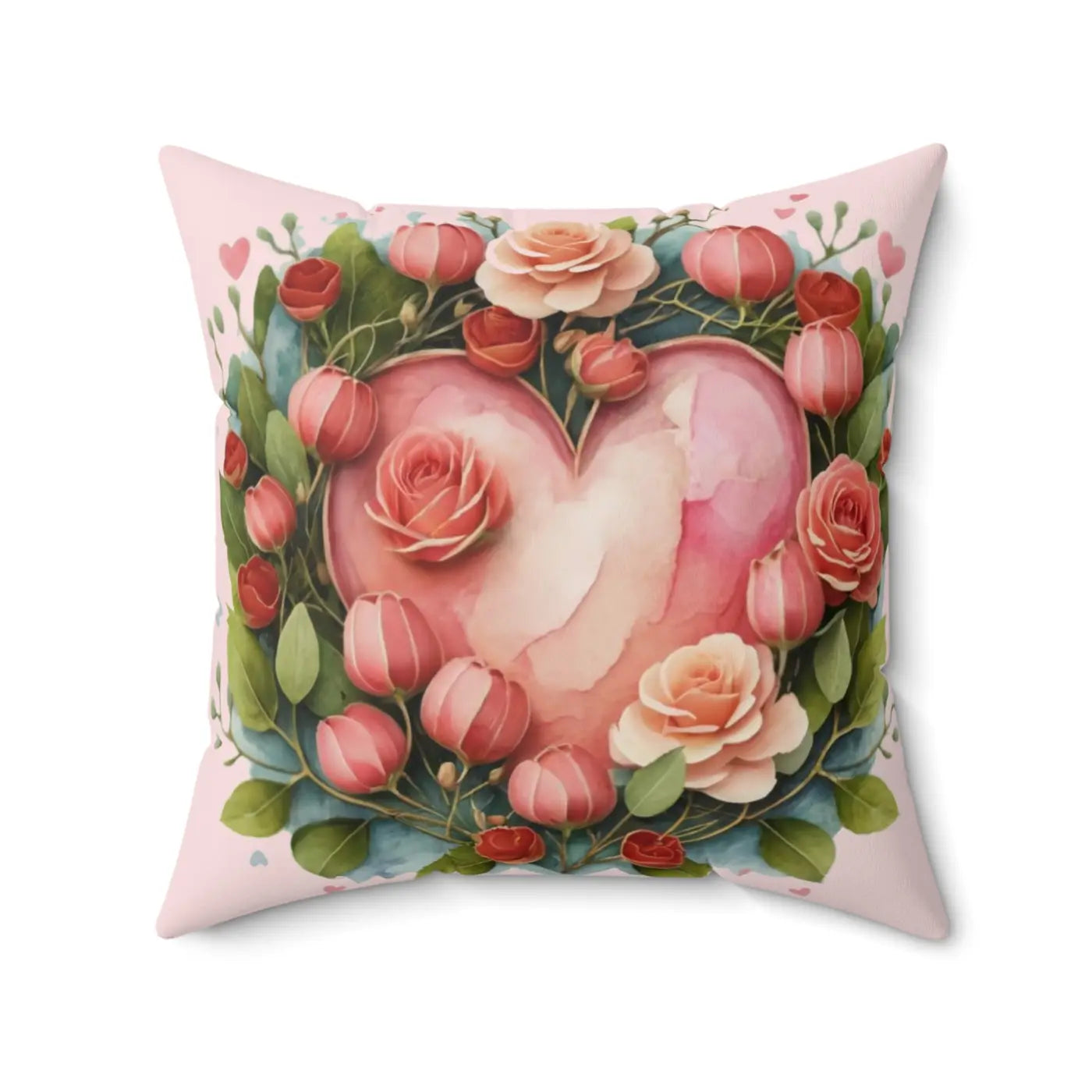 Floral Heart Square Pillow - Cozy Home Decor - DipaliZ
