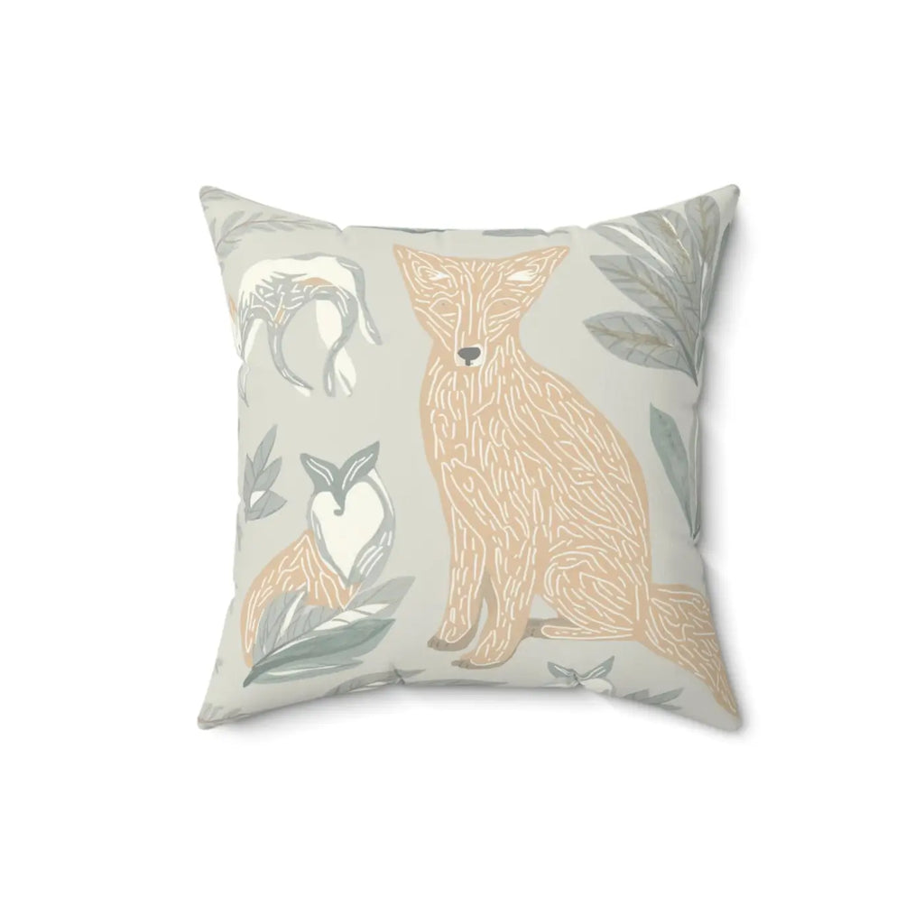 Fox Throw Pillow - Wild Drawing Polyester Design - DipaliZ