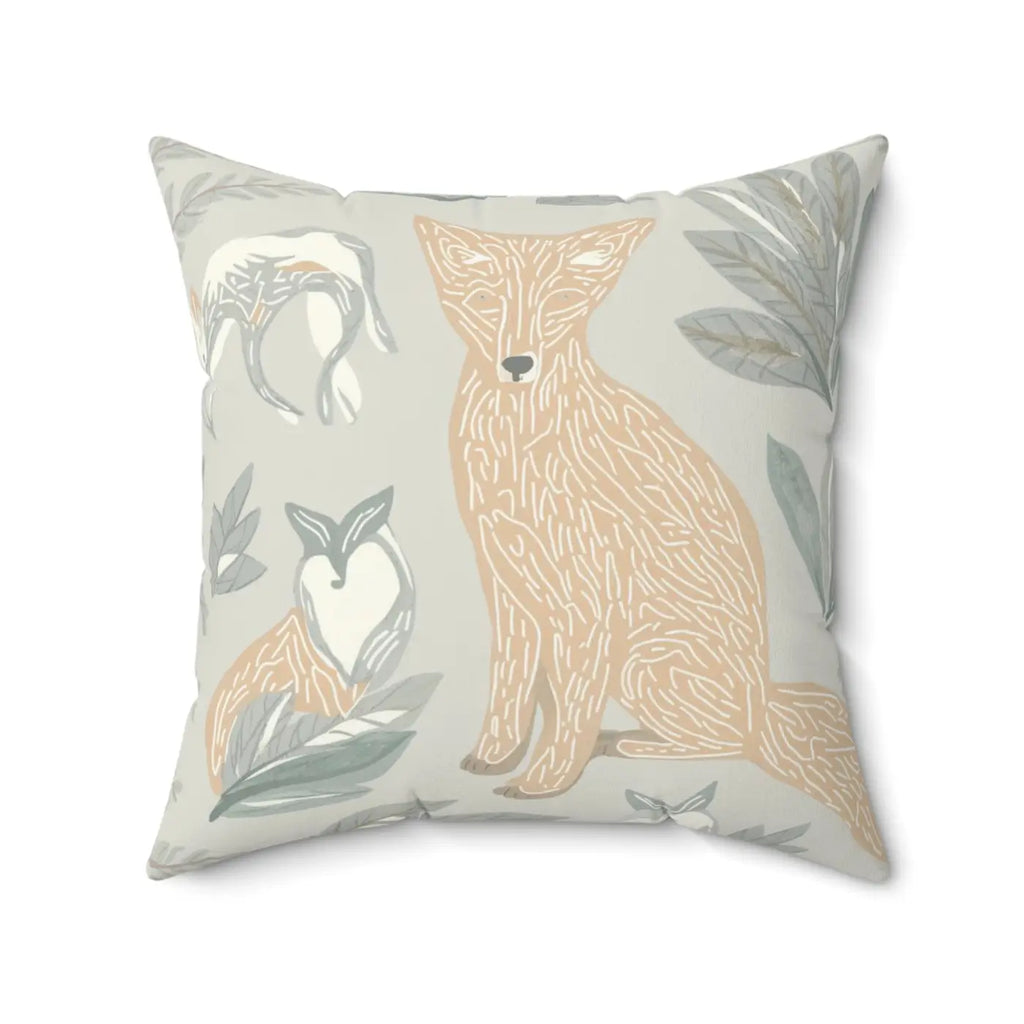 Fox Throw Pillow - Wild Drawing Polyester Design - DipaliZ
