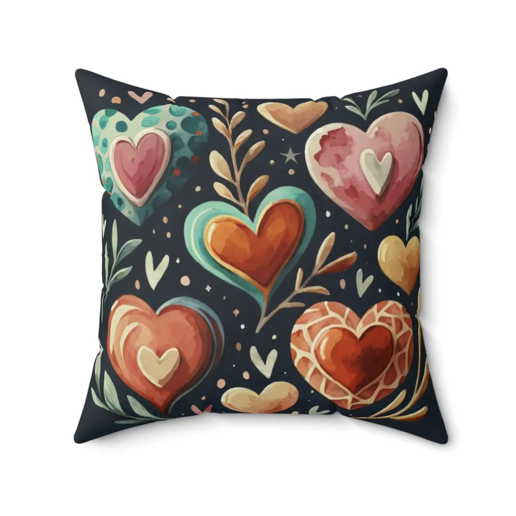 Hearts Throw Pillow - Polyester Square Valentine's Day - DipaliZ