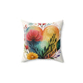 Spun Polyester Square Pillow - Hearts and Flowers Design - DipaliZ