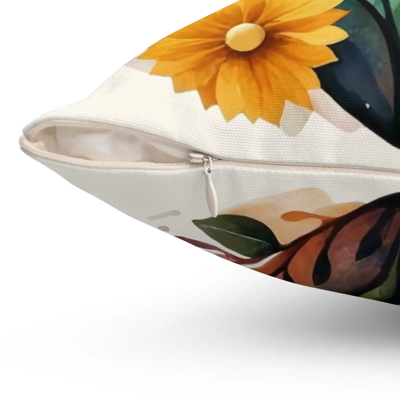 Spun Polyester Square Pillow - Hearts and Flowers Design - DipaliZ