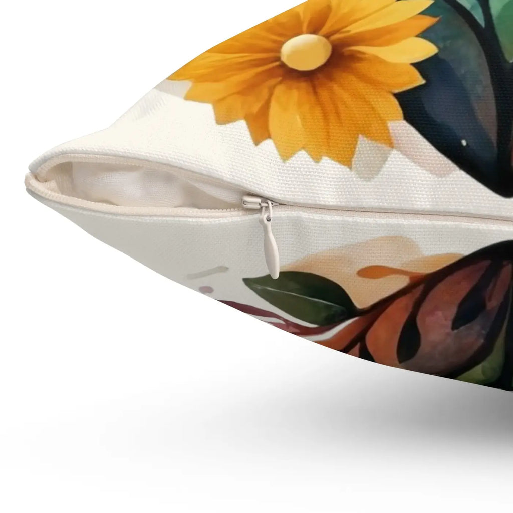 Spun Polyester Square Pillow - Hearts and Flowers Design - DipaliZ