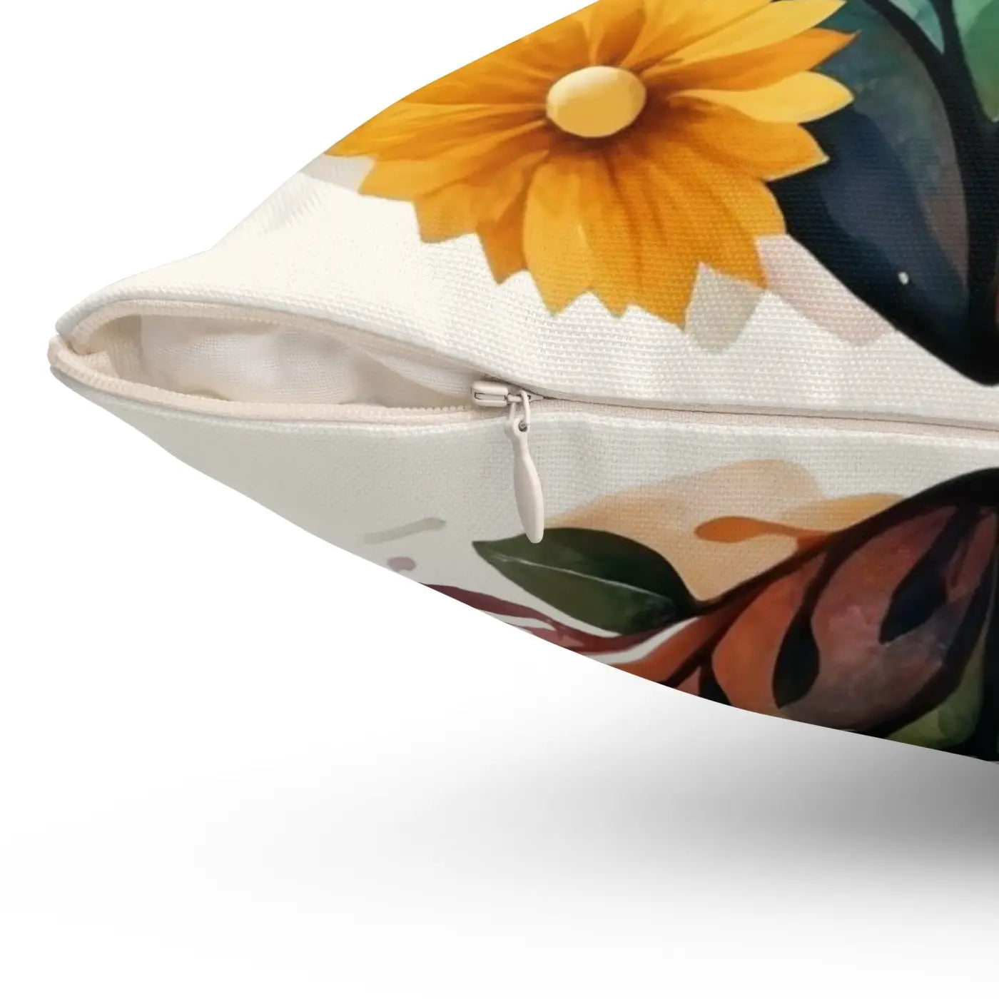Spun Polyester Square Pillow - Hearts and Flowers Design - DipaliZ
