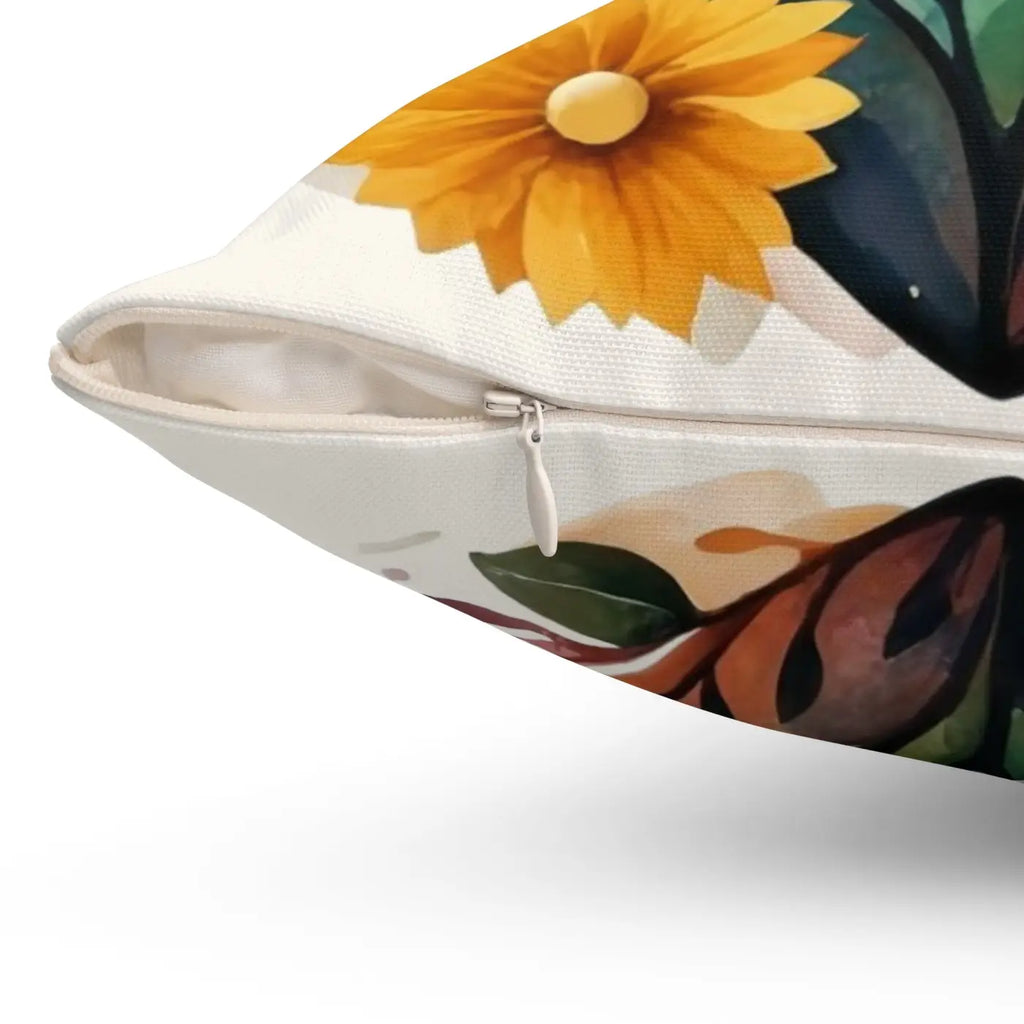 Spun Polyester Square Pillow - Hearts and Flowers Design - DipaliZ