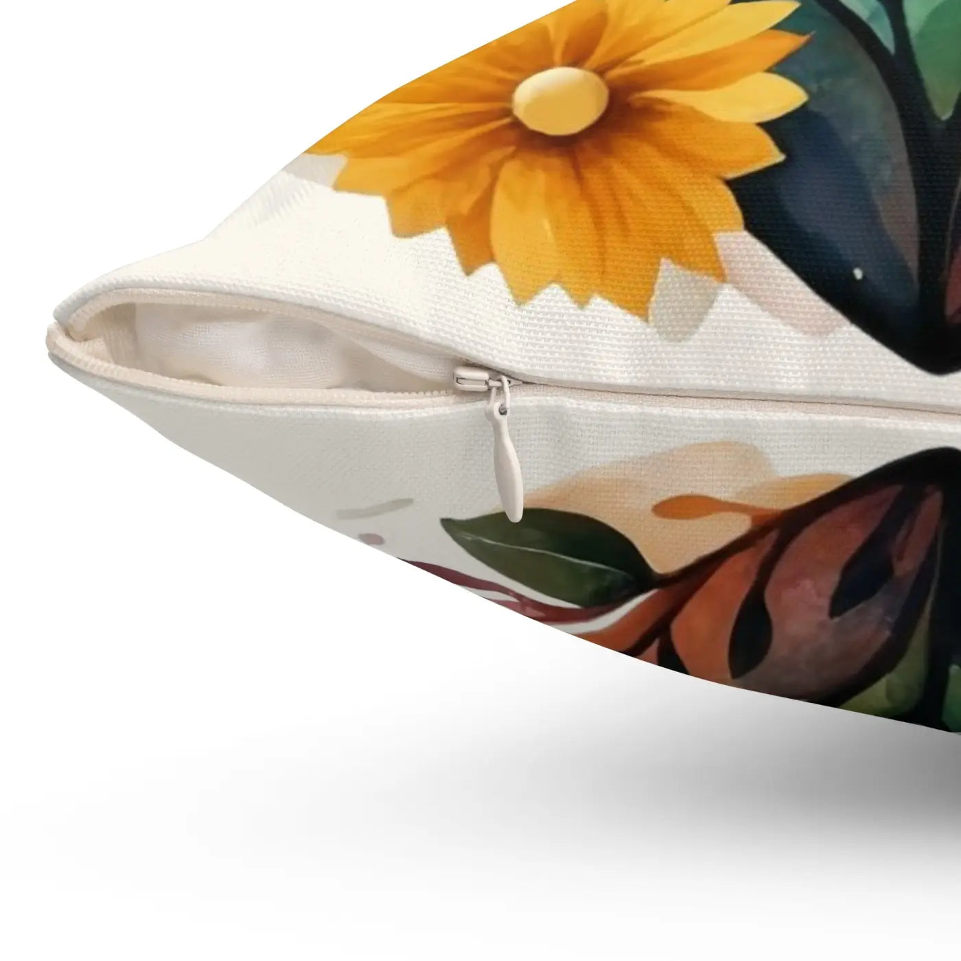 Spun Polyester Square Pillow - Hearts and Flowers Design - DipaliZ