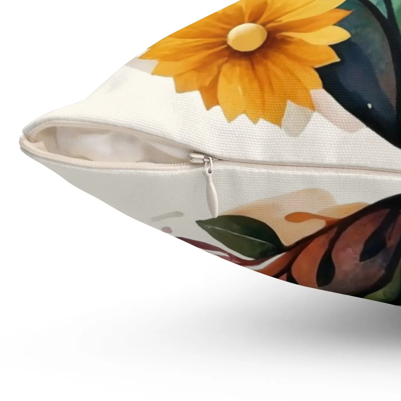 Spun Polyester Square Pillow - Hearts and Flowers Design - DipaliZ