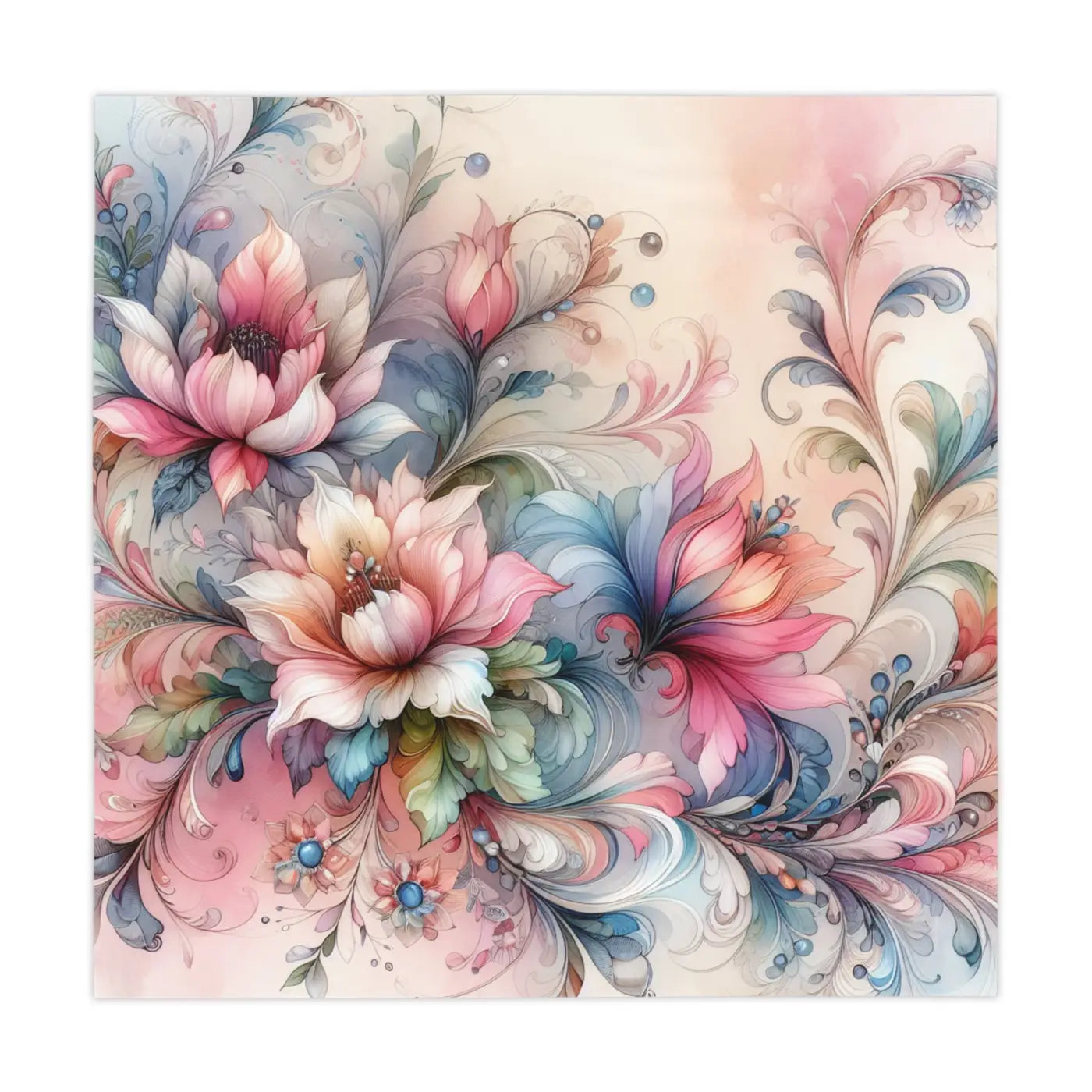 Intricately Designed Watercolor Tablecloth - Elegant Dining - DipaliZ