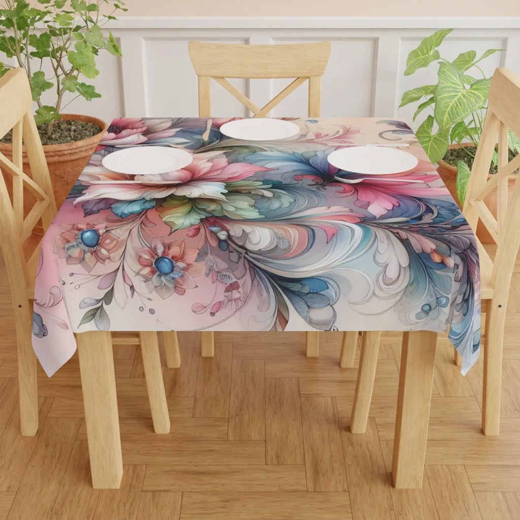 Intricately Designed Watercolor Tablecloth - Elegant Dining - DipaliZ