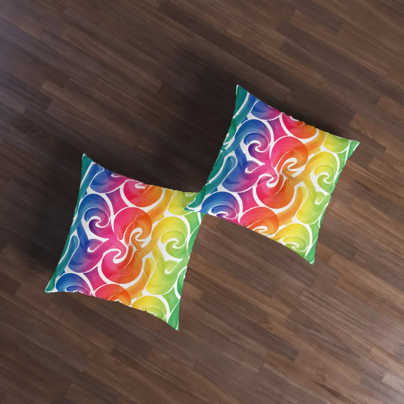 Rainbow Swirl Tufted Floor Pillow - Vibrant Home Decor - DipaliZ