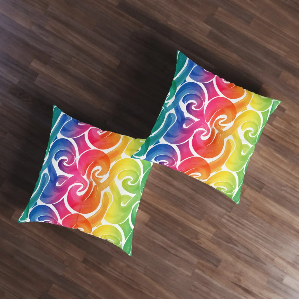 Rainbow Swirl Tufted Floor Pillow - Vibrant Home Decor - DipaliZ