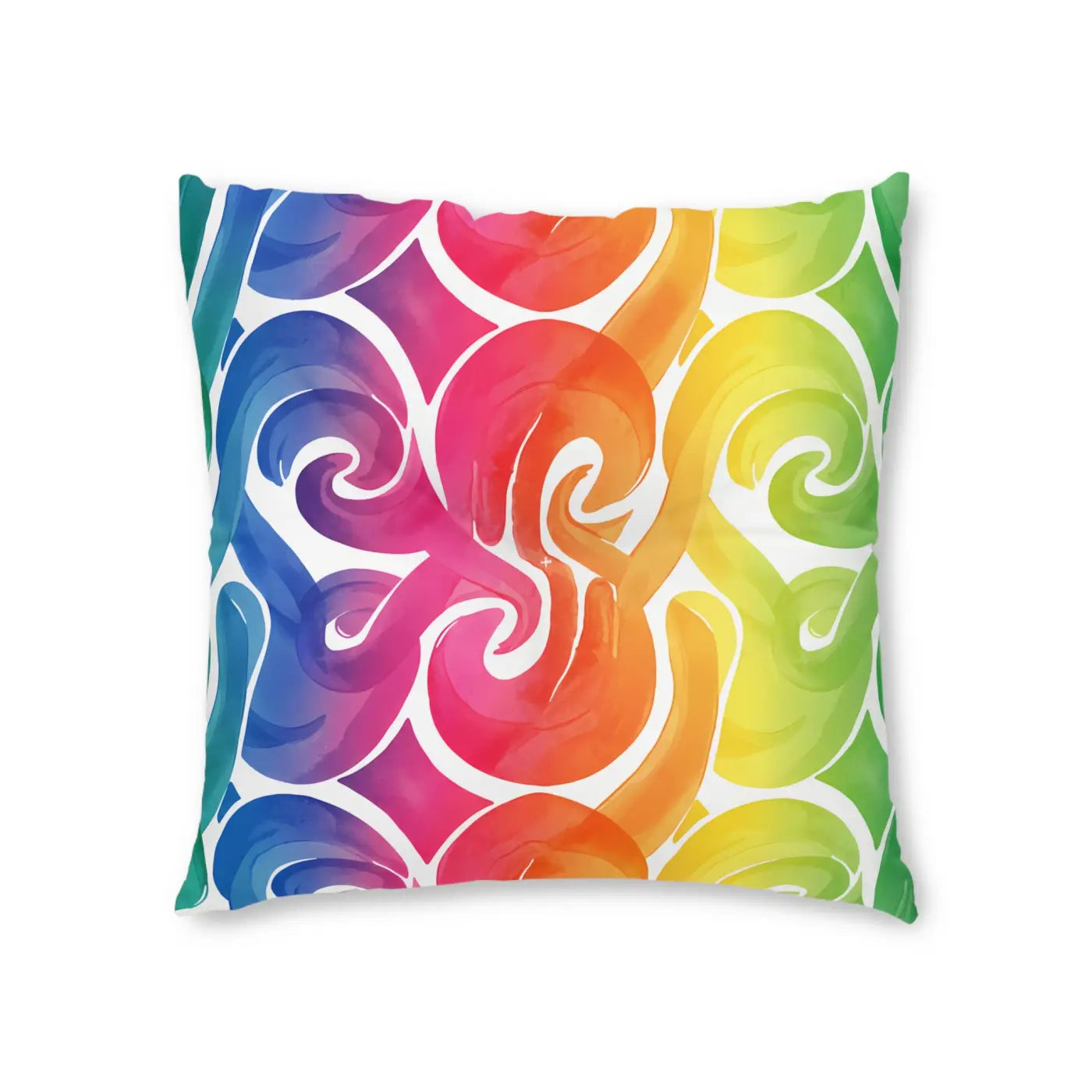 Rainbow Swirl Tufted Floor Pillow - Vibrant Home Decor - DipaliZ