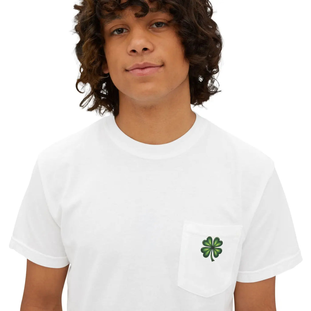 St Patricks Day Clover Pocket Tee - Festive Irish Design - DipaliZ