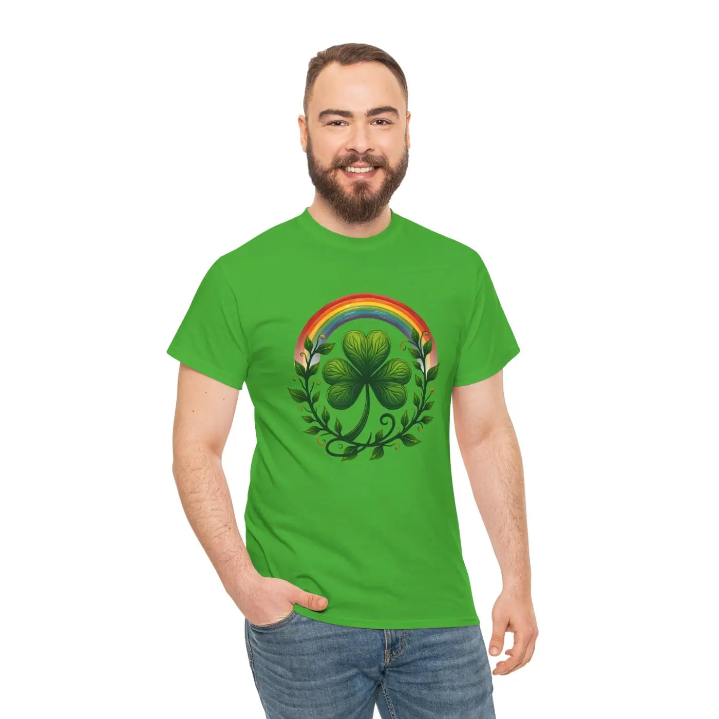 Patricks Unisex Heavy Cotton Tee Shamrock Rainbow - DipaliZ