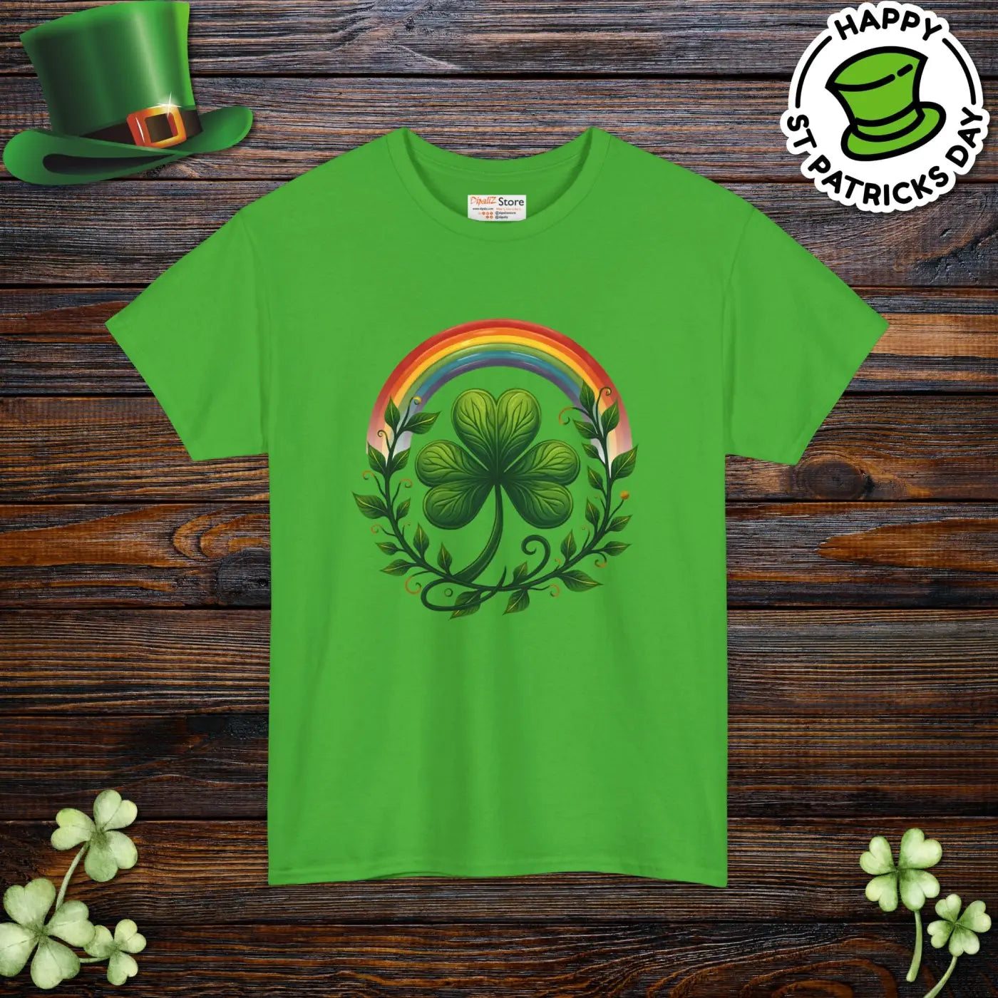 Patricks Unisex Heavy Cotton Tee Shamrock Rainbow - DipaliZ