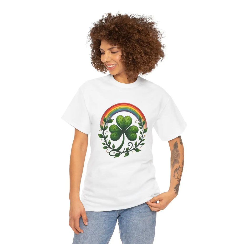 Patricks Unisex Heavy Cotton Tee Shamrock Rainbow - DipaliZ