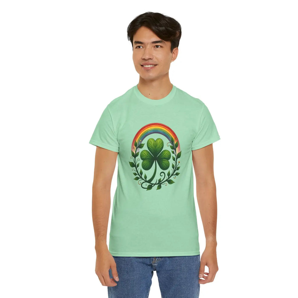 Patricks Unisex Heavy Cotton Tee Shamrock Rainbow - DipaliZ
