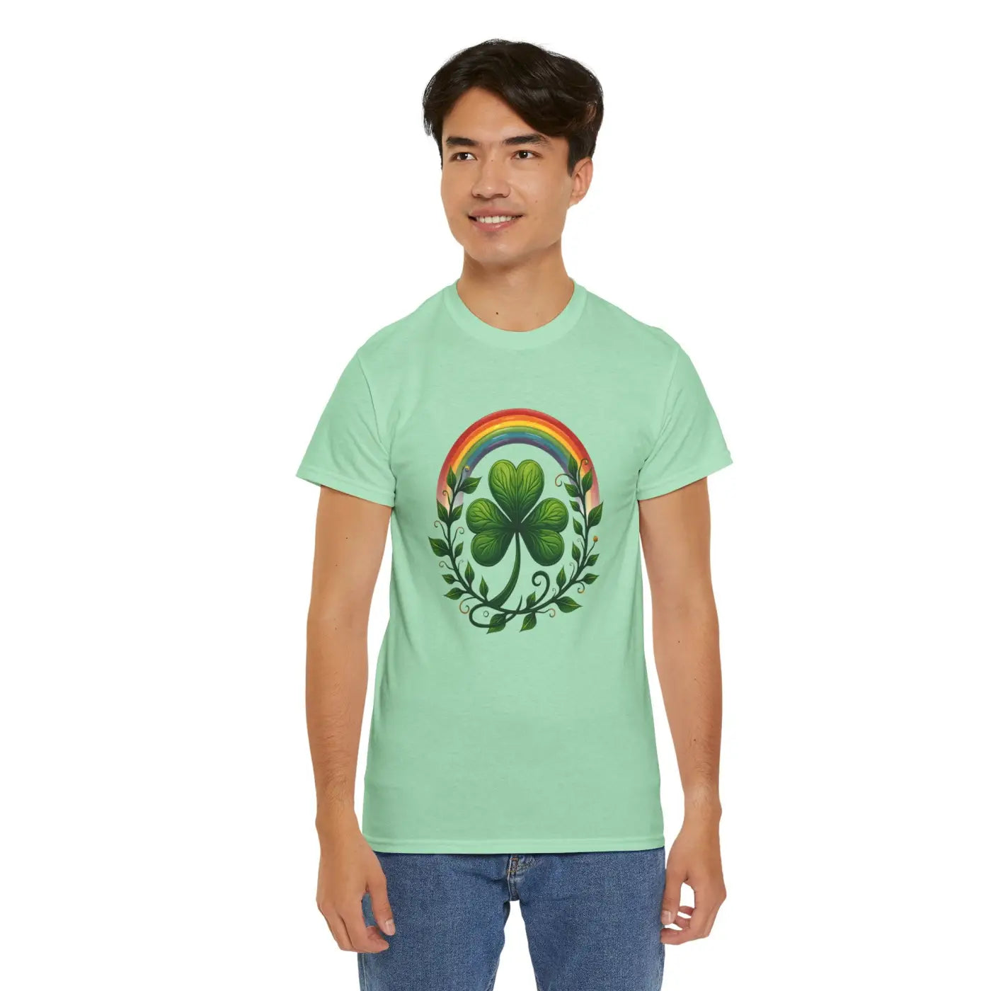 Patricks Unisex Heavy Cotton Tee Shamrock Rainbow - DipaliZ