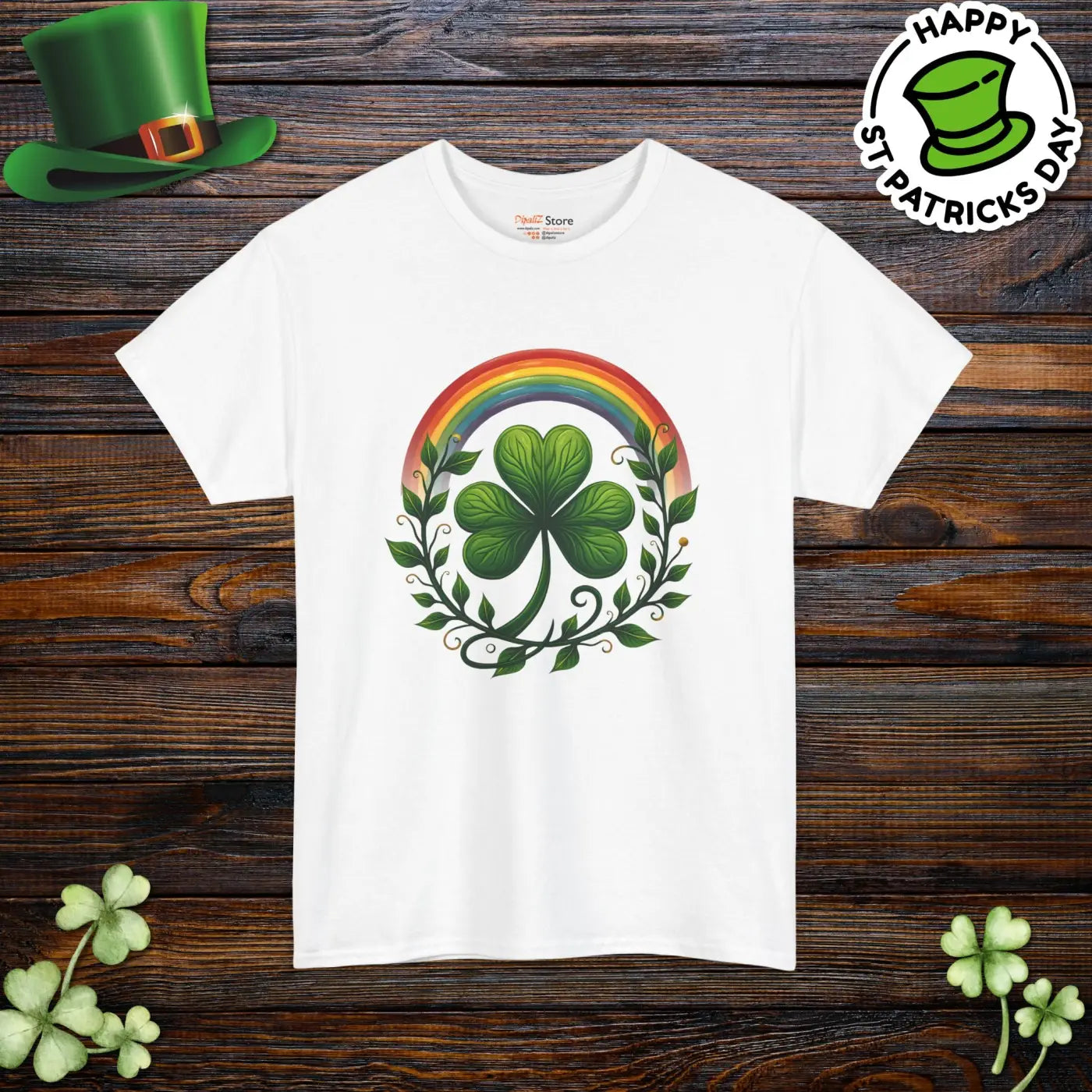 Patricks Unisex Heavy Cotton Tee Shamrock Rainbow - DipaliZ