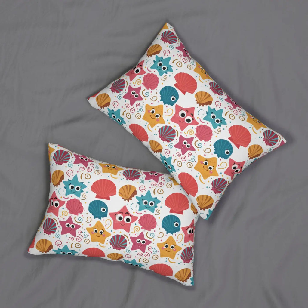 Coastal Vibes Spun Polyester Lumbar Pillow - Starfish and Shells - DipaliZ