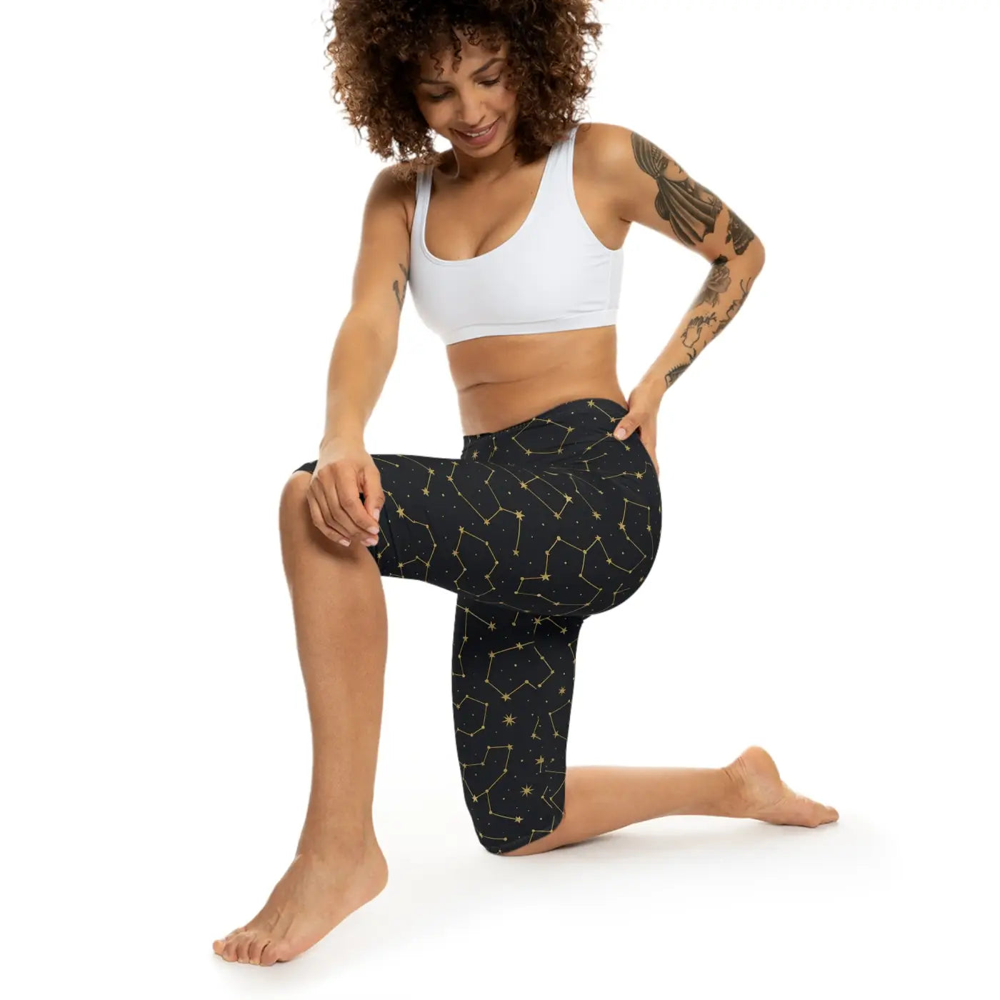 Starry Sky Capri Leggings - Constellation Design Activewear - DipaliZ