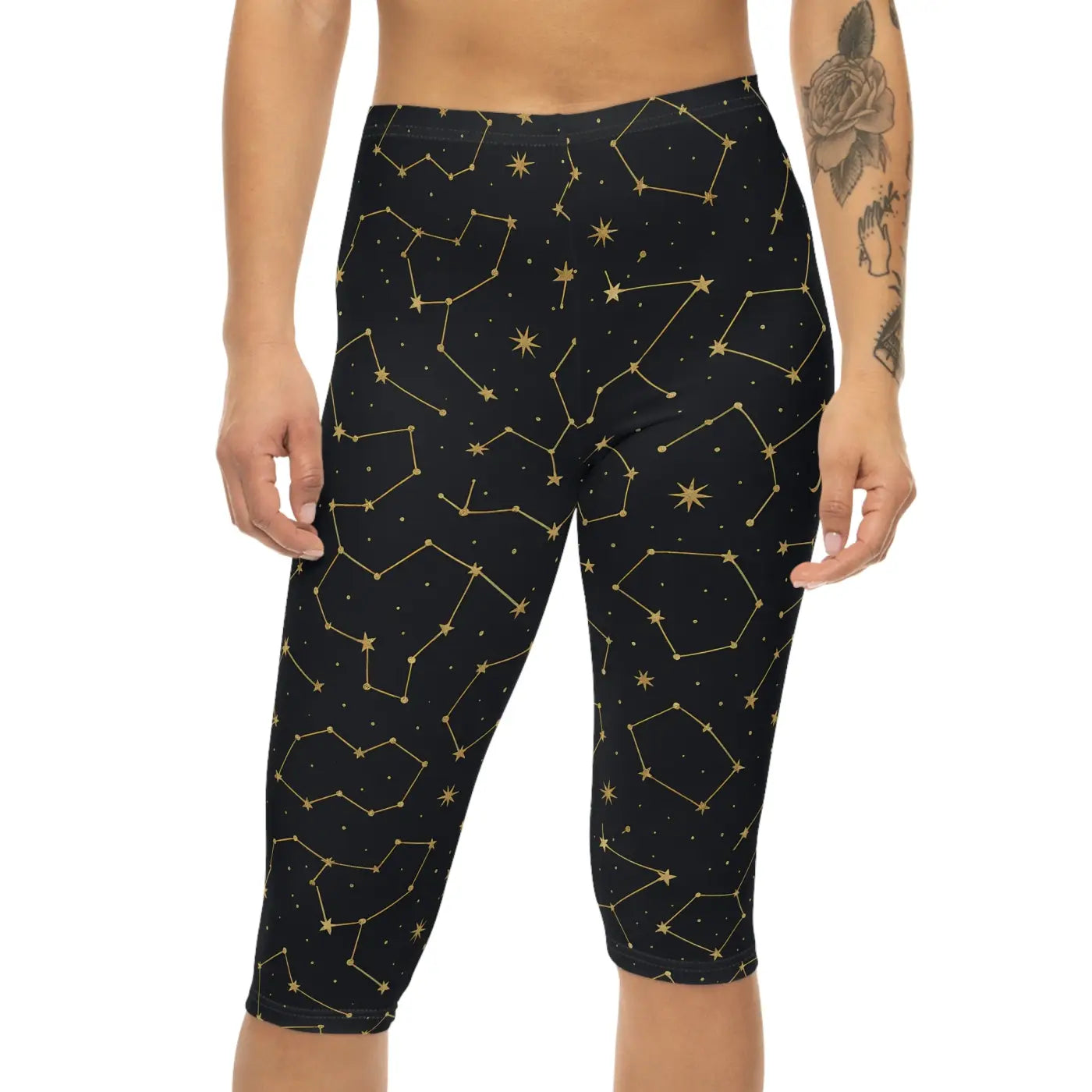 Starry Sky Capri Leggings - Constellation Design Activewear - DipaliZ
