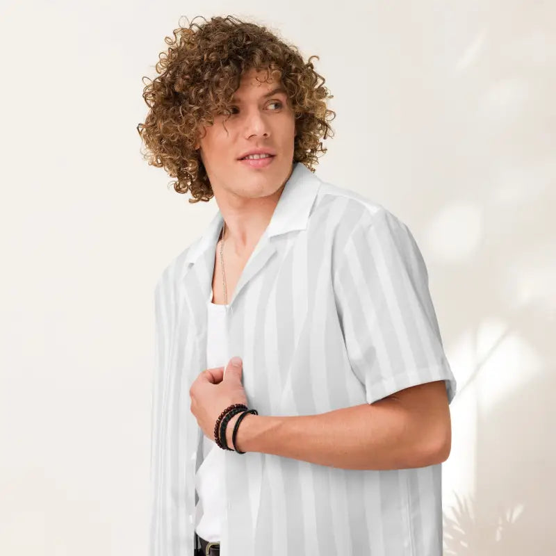 Unisex Button Shirt - Grey White Summer Style - DipaliZ